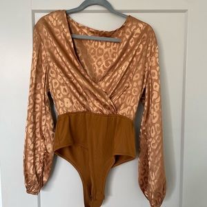 Bronze Cheetah Print Long sleeve Body Suit